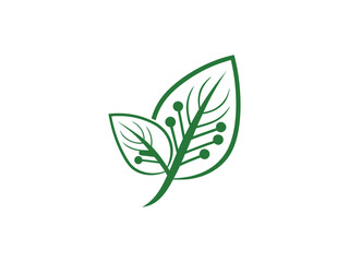Green Tech Leaf icon  Eco Technology Circuit Icon, Sustainable Energy Symbol, Renewable Nature Digital Design Vector