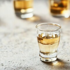 Golden liquor served in a small glass