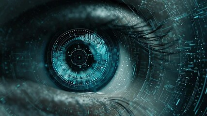 Quantum technology and AI development inspire futuristic digital eye with advanced cybernetic data patterns and high tech quantum interface design - Powered by Adobe