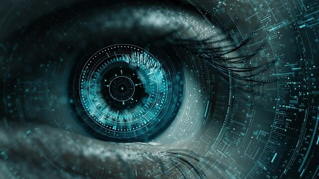 Quantum technology and AI development inspire futuristic digital eye with advanced cybernetic data patterns and high tech quantum interface design - Powered by Adobe
