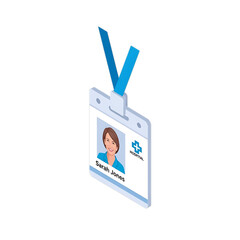 Obraz premium Hospital staff badge or ID card with photo and credentials.