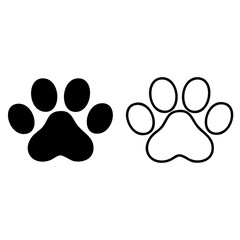 シンプルな動物の肉球の線画とベクター イラスト