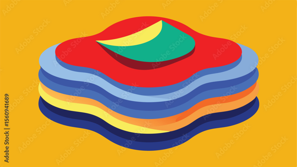 Aufkleber abstract colorful wavy layers design with a unique artistic composition against yellow background
