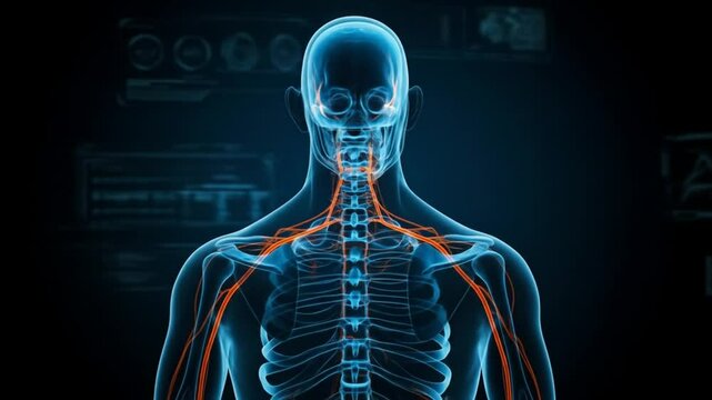 Detailed illustration of human spine and nervous system