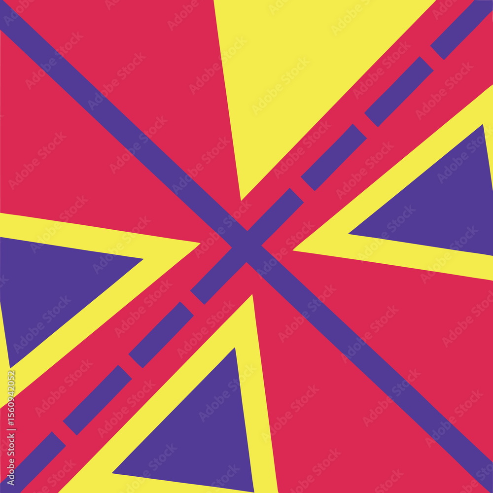 Aufkleber abstract composition of triangles and lines in vibrant colors with geometric design