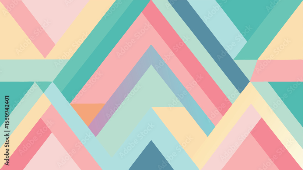 Poster abstract geometric background design featuring pastel colored shapes and triangles with transparency