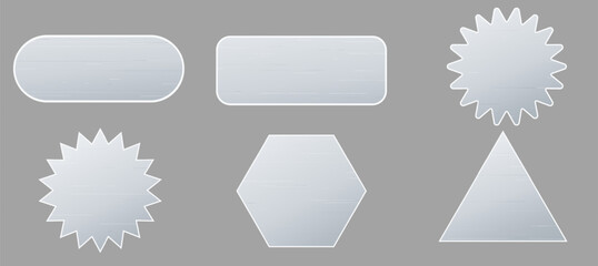 Modern Grey Glass Business Text Frames and Labels. Vector Collection