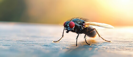 Detailed view of a fly in natural surroundings