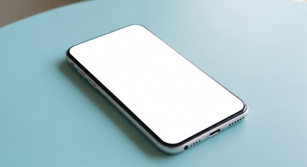 Smartphone with blank screen on blue table for student's day