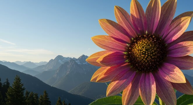 Majestic Mountain Sunflower A Stunning View of Nature's Beauty