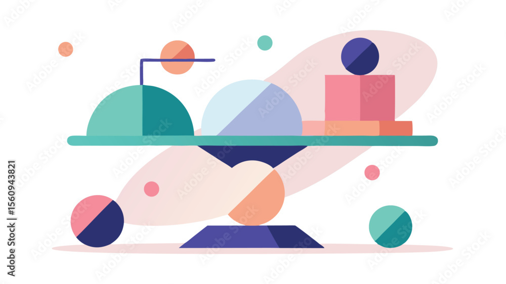 Poster abstract geometric composition in pastel colors with transparency for versatile design applications