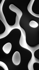 Abstract black and white swirling shapes creating a dynamic visual flow