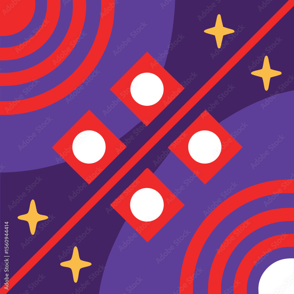 Poster abstract geometric composition of shapes and colors with retro minimalist artistic style
