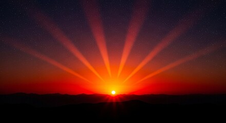  Spectacular Sunset with Radiant Starburst Over Mountain Silhouettes