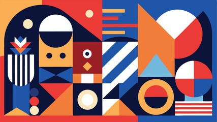 Obraz premium Abstract geometric composition of shapes with vibrant colors and modern design