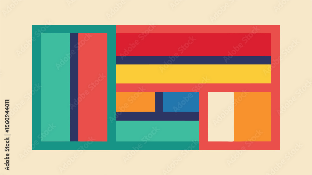 Poster abstract geometric composition with colorful rectangles and transparent background