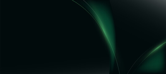 Abstract Green Light Curves Lines on Dark Background