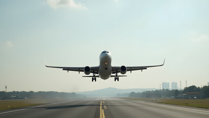 Thrusting Forward The Raw Power of a Jet Engine as a Plane Lifts Off for Departure