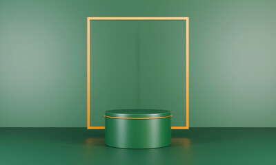 Abstract green color product presentation pedestal podium