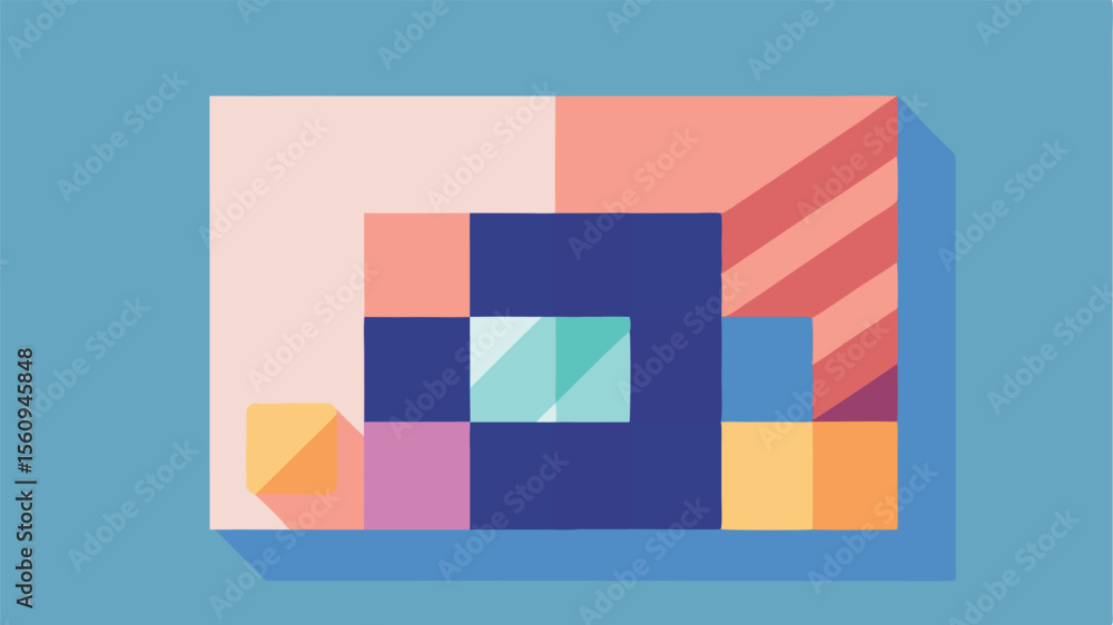 Poster abstract geometric composition with squares and rectangles in a modern colorful design