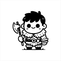 Cartoon warrior character holding an axe, depicted in a cute, minimalist style.