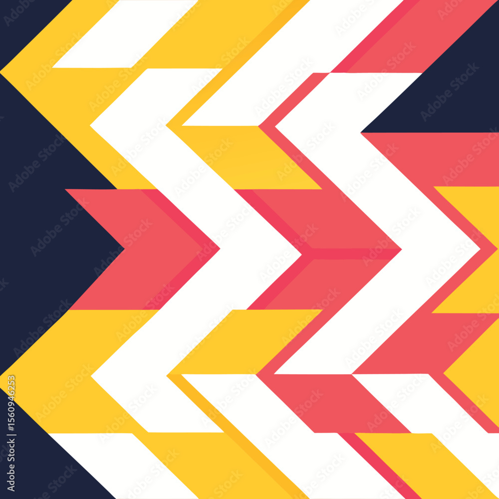 Poster abstract geometric design featuring chevron pattern with contrasting colors and shapes