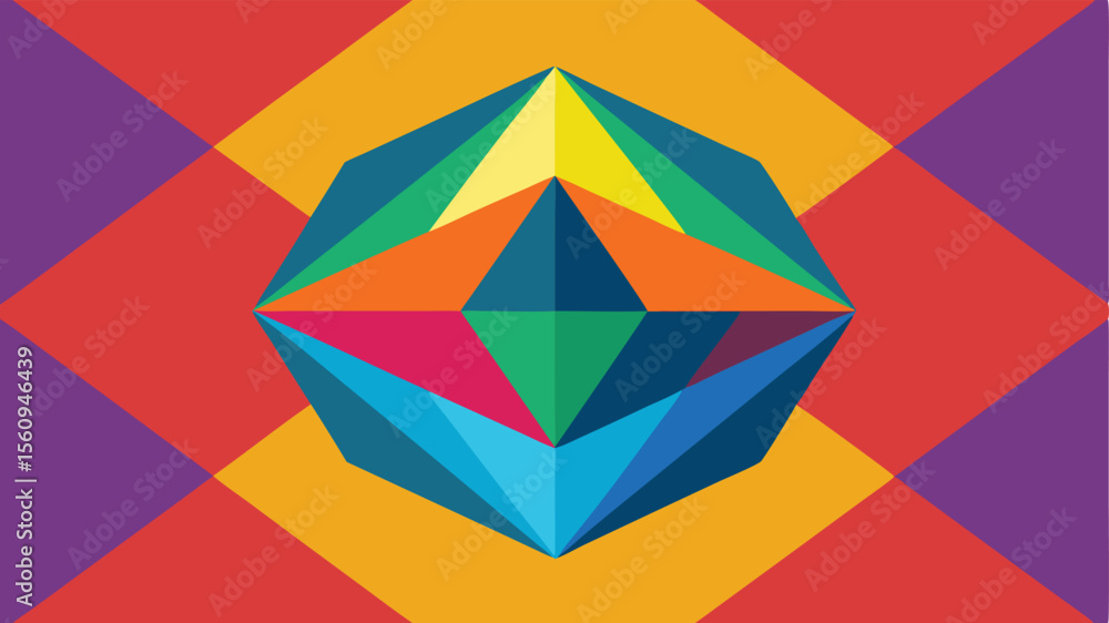 Poster abstract geometric design with colorful overlapping triangular shapes on white background