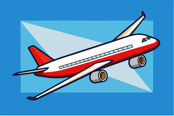Aircraft flying through the sky and an airliner on a white background, representing aviation and air travel