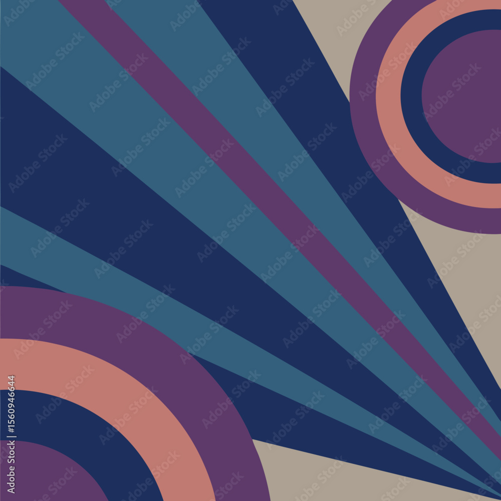 Poster abstract geometric design with symmetrical arcs and dynamic angled lines in earthy tones