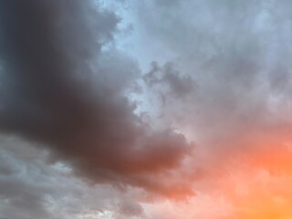 Orange clouds in the sky