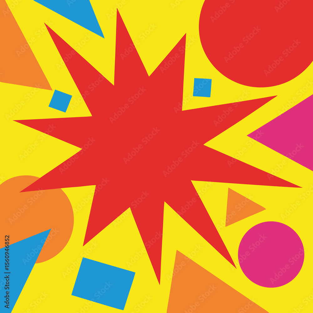Poster abstract geometric explosion of colorful shapes on a transparent background