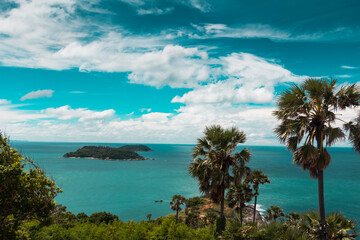 Vacation in Thailand. Sea, beach, tropical fruits and drinks