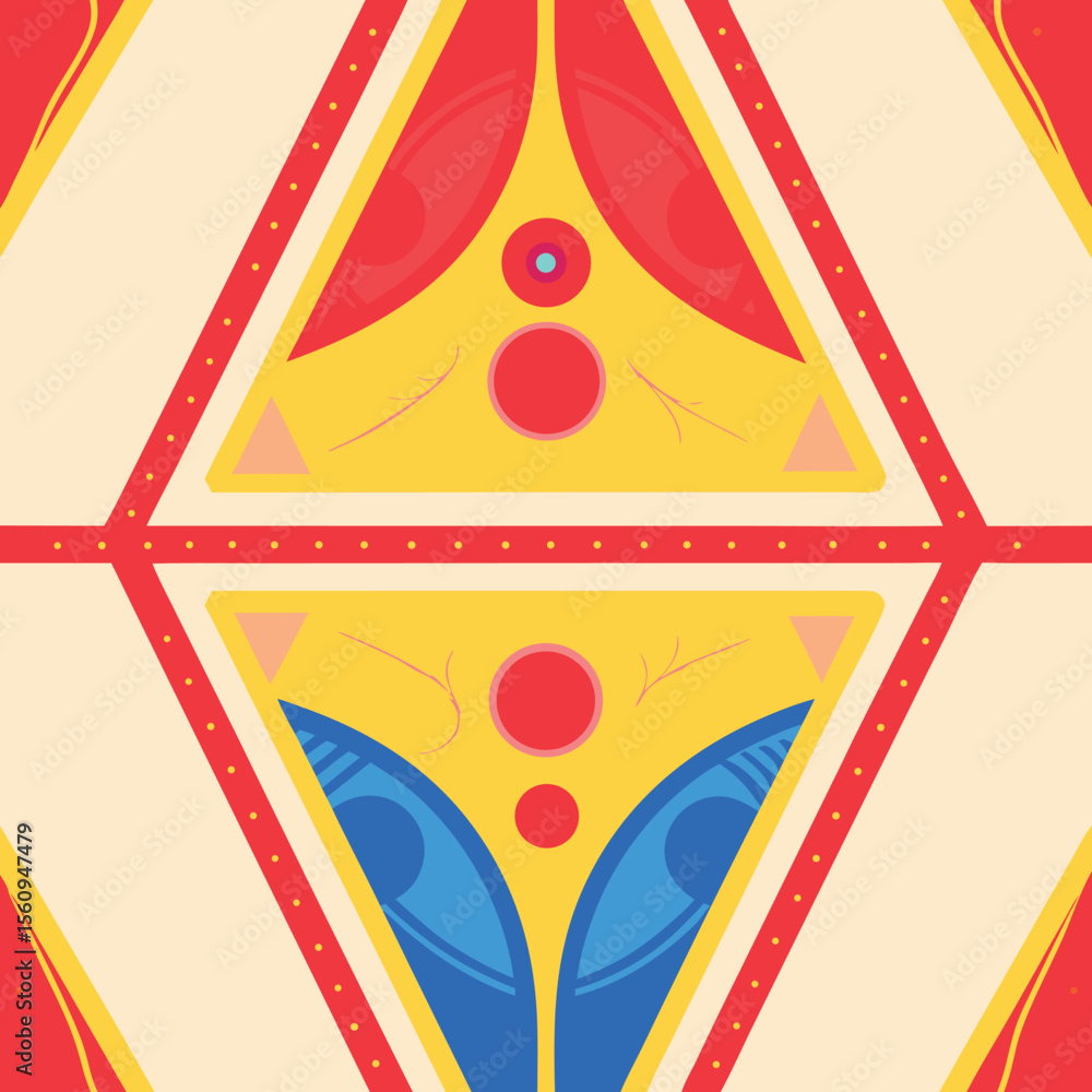 Aufkleber abstract geometric pattern of colorful shapes and symmetrical lines
