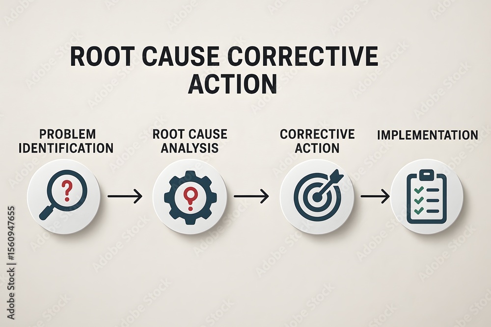 Poster depicting the core of root cause corrective action in a concise and clear illustration. a graphic re