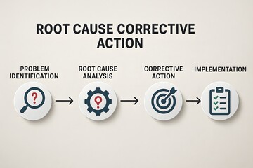 Depicting the core of root cause corrective action in a concise and clear illustration. A graphic representation of the key stages involved in this methodical approach.