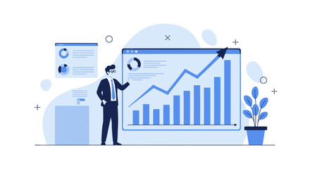 Analyzing Growth Presentation Of Financial Data And Performance Visualization