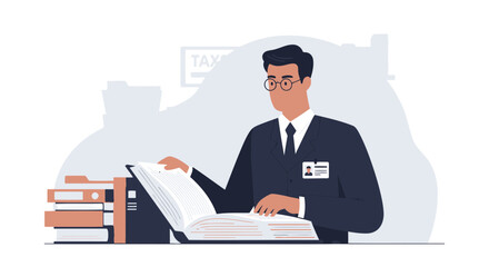 Dedicated Accountant Reviewing Tax Forms with Precision and Accuracy in Detail