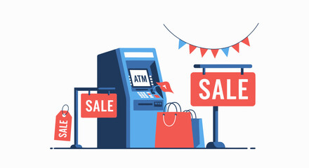 Cash Out And Shop A Conceptual Illustration Of Impulsive Spending Habits At The Sale