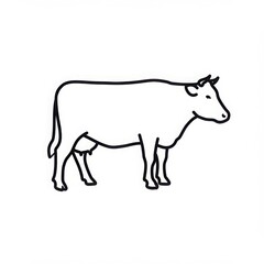 Simple black line drawing of a cow isolated on white background