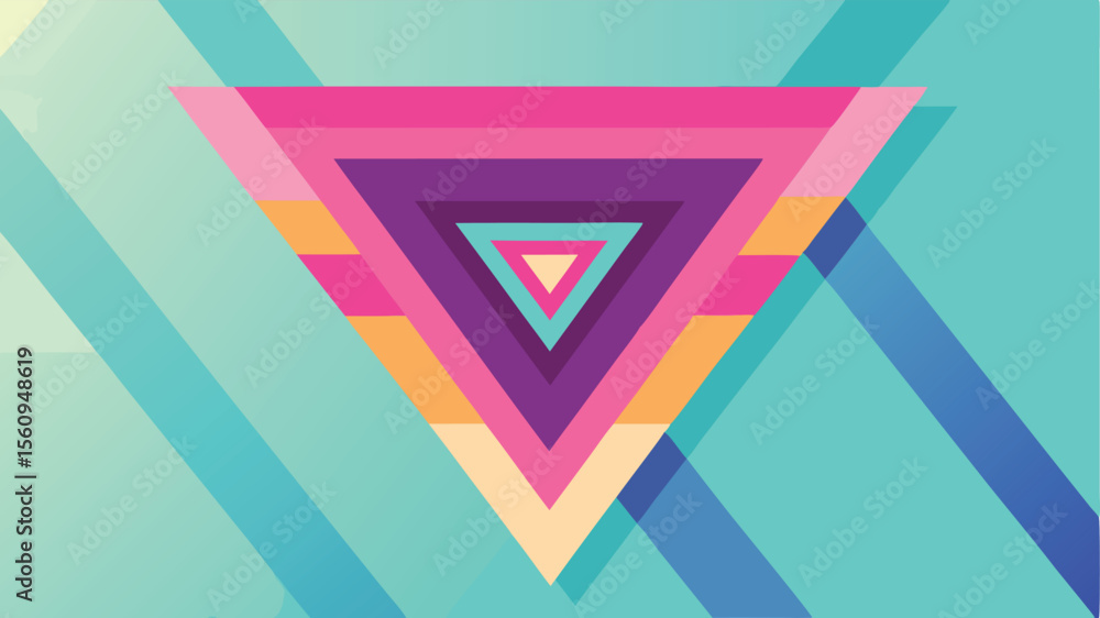 Aufkleber abstract geometric triangle design with layered colorful shapes on gradient background