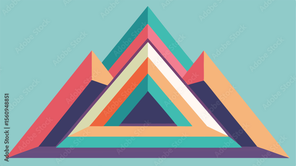 Poster abstract geometric triangle structure with layers and color palette for design projects