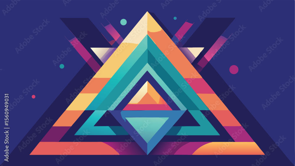 Aufkleber abstract geometric triangles vector design with colorful gradients on transparent background