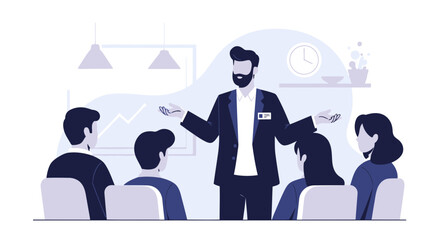 Corporate Training Session With Presenter And Audience In A Modern Office