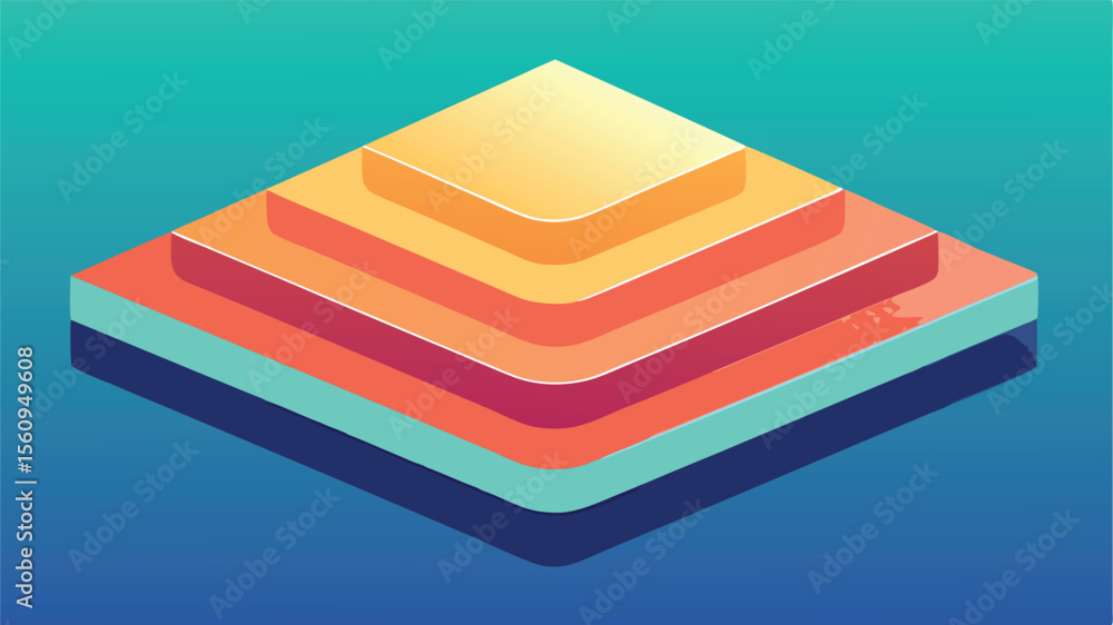 Aufkleber abstract isometric layered design with gradient color palette and transparent background