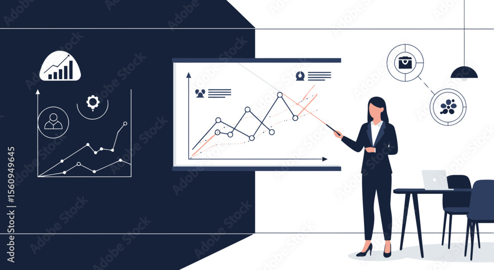 Poster data driven insights unveiled elegant business presentation with analytics focus