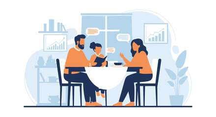 Family Conversation At The Table Illustration About Education And Togetherness