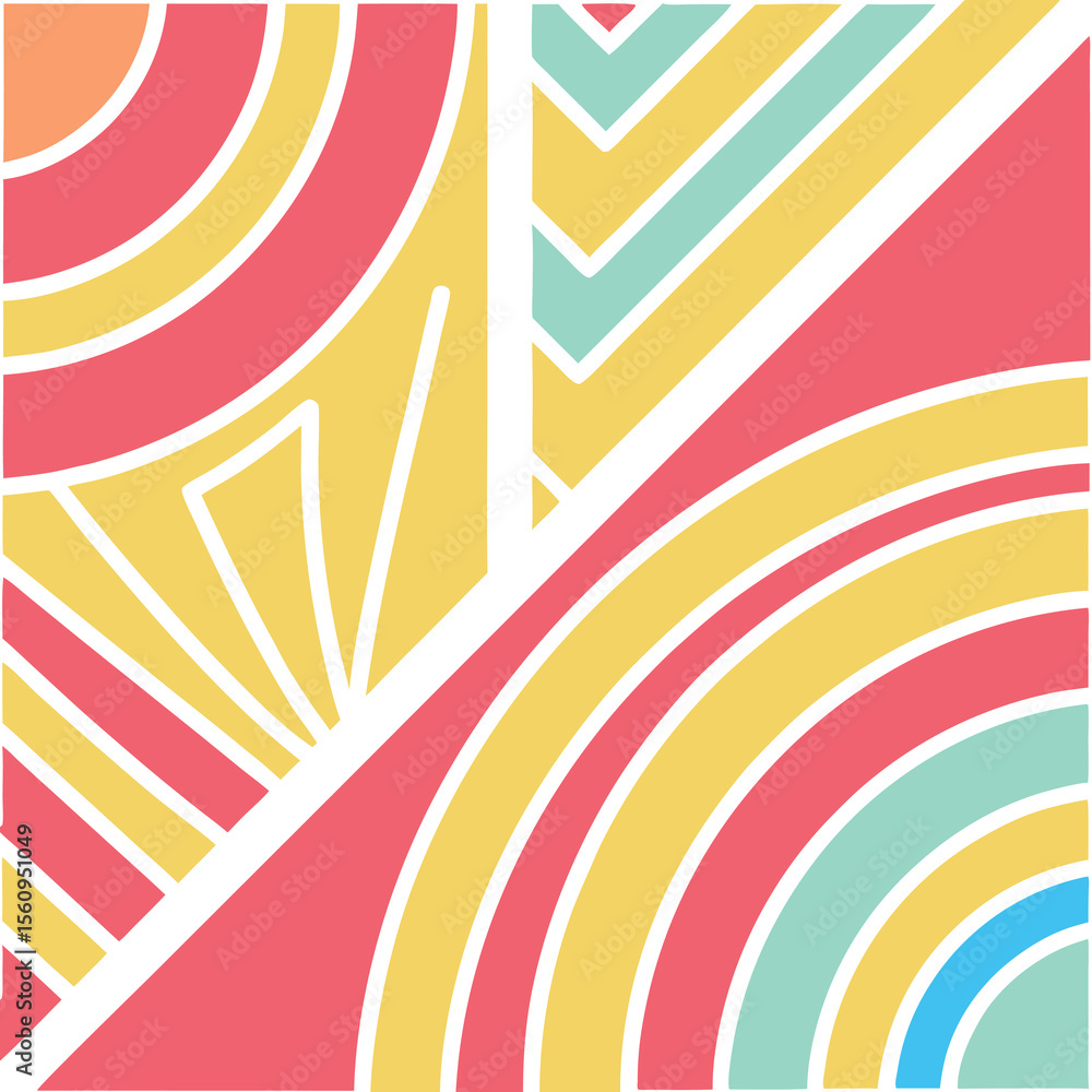 Aufkleber colorful abstract geometric design featuring unique shapes and various color combinations