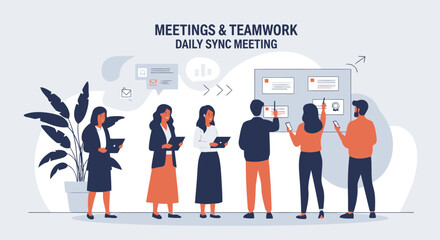 Obraz premium Professional Team Discussing Project Strategy During Sync Meeting In Modern Office