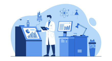 Scientist In Lab Analyzing Data For Scientific Research And Development