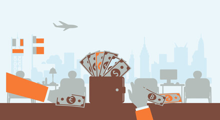 Naklejka premium International Finance Exchange With Global Currency Flow In The Business Area